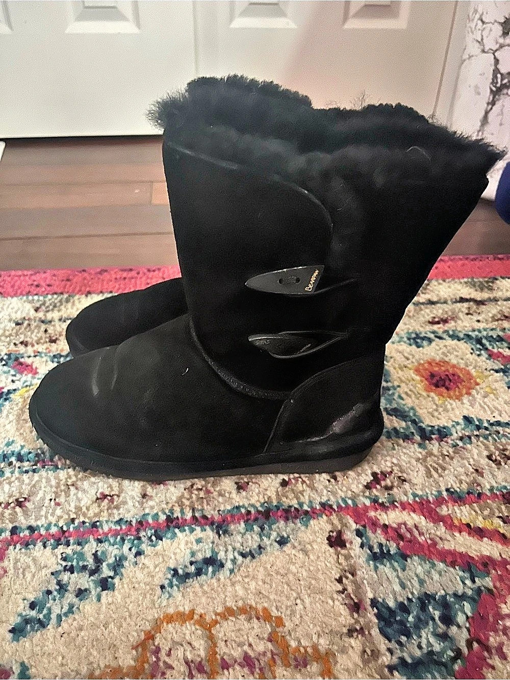 Bearpaw Abigail Black Fur-Lined Winter Boots